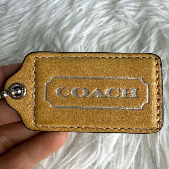 3" COACH Tan Fob Bag Charm Hang tag Hangtag - Picture 1 of 2